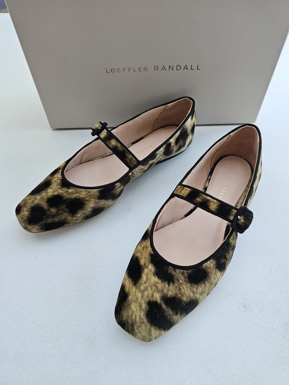 Loeffler Randall Ginger Leopard Velvet Mary Jane Flats